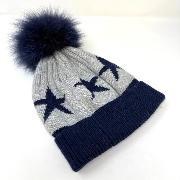 🆕️ 💖💖 "Your a STAR" Fox Pom Pom Toque Navy - Picture 2 of 2